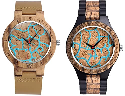 SUPBRO Holzuhren Herren Uhren Holz-Armbanduhr Unisex Uhr Aus Holz Analog Armbanduhr Holzuhr Quarzwerk mit Holzarmband für Herren & Damen