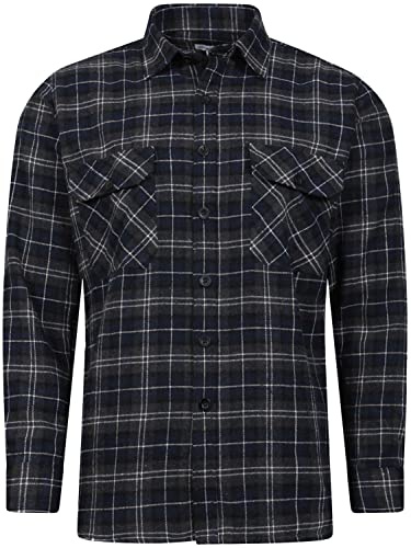 BRAND KRUZE Mens Check Shirts Long Sleeve Lumberjack Flannel Work Casual Button Shirt S - 5XL (as8, Alpha, 3X_l, Regular, Regular, Standard, Navy, 3XL)