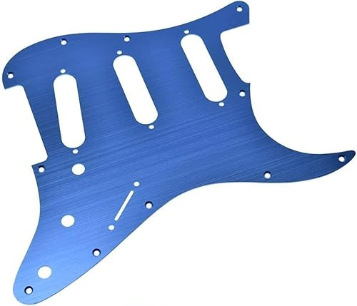 alljita Pickguard en aluminium anodisé 11 trous pour guitare Stratocaster/Strat SSS Fabriqué aux États-Unis/Mexique Champagne Doré Bleu
