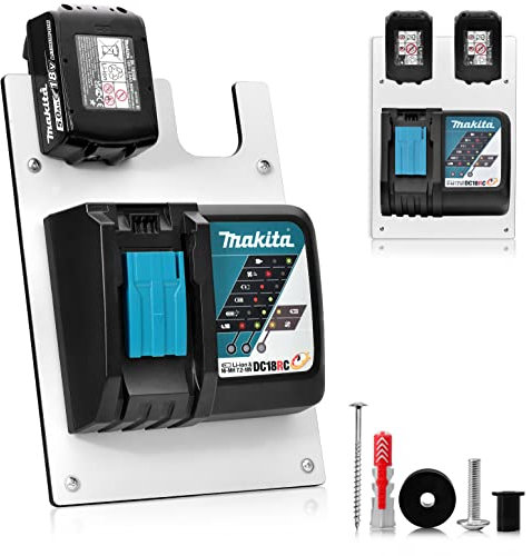 trand Wandhalterung für Makita Akku & Ladegerät I Akkuhalter 18v/14,4v Makita inkl. Montagematerial I Akku Ladegeräte Halterung für Werkstatt & Garage