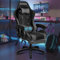 ELFORDSON Gaming Chair with 2-Point Massage Cushion, Computer Chairs for Home Office, Head Pillow High Back 150° Recliner, for Kids Adults, Grey and Black
