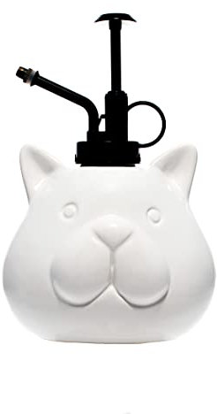 Fisura – Spray de riego con forma de gato blanco. Botella de pulverización de 500 ml. Rociador de plantas de cerámica con boquilla de plástico. 19 cm x 12 cm.