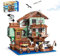 QLT QIAOLETONG Ideas Fishermans Wharf Architecture Klemmbausteine Bausteine,Creative Fishing Village Store Haus Mini Bausteine deko Geschenk für Erwachsene und Mädchen 8-12+ (Nicht Ideas 2100PCS)