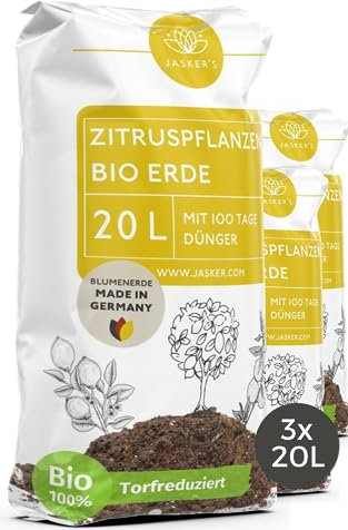 Bio Zitruserde 60 L (3x20L) mit Dünger - Mediterrane Pflanzenerde - 100% natürliche Rohstoffe - torfreduzierte Blumenerde & optimale Nährstoffversorgung für leckere Zitronen - Zitruspflanzenerde