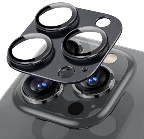 NicMool Kameraschutz für iPhone 15 Pro/iPhone 15 Pro Max, Aluminiumlegierung Schutz Glas Folie Kratzfest Stoßfest HD-Klarheit 9H Panzer Schutzfolie Kamera für iPhone 15 Pro/iPhone 15 Pro Max -Schwarz