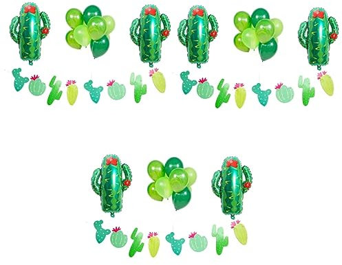ibasenice Cactus Balloons 36 Stk Luftballons Kaktus-Banner Kaktusballons Aluminiumfolie das Banner Latte-Kunst einstellen Cactus Party Decorations