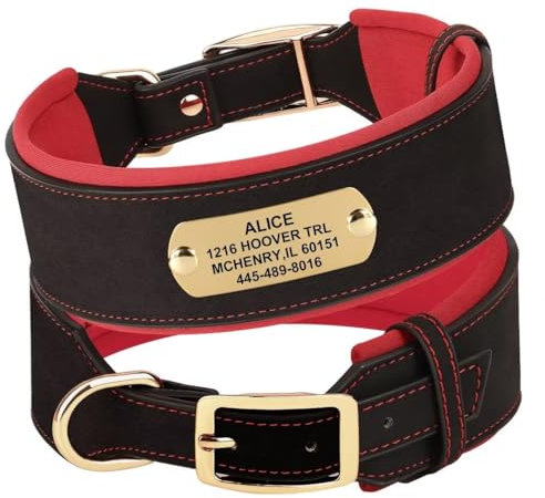 PET ARTIST personalisierte Hundehalsbänder, PU Leder Hundehalsband mit graviertem Namensschild, besonders angefertigt für mittlere große Hunde