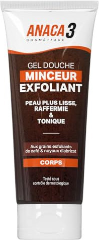 ANACA 3 - Gel Douche Minceur Exfoliant - Exfolie la Peau - Rend la Peau Plus Lisse, Tonique, Raffermie - Effet Minceur Constaté - 92 % d'Ingrédients d'Origine Naturelle - 220 ml