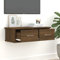 Tino Tech Étagère murale avec tiroirs en bois - 60 x 26 x 18,5 cm - Marron - Aspect chêne - Console murale suspendue avec tiroir - Table de chevet - Étagère murale en bois - Commode à langer