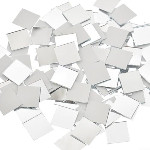 100 pegatinas cuadradas autoadhesivas de espejo de cristal de 50 x 50 mm para bricolaje, decoración de fiesta de discoteca (plateado)