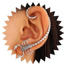 Wendalern Punk Skorpion Ohrstecker Silber Skorpion Tier Ohrclip Ohrringe 3d Skorpion Wrap Ohrringe No Piercing Ohrclimber Ohrringe Halloween Schmuck Für Frauen Und Mädchen