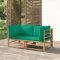 BAZZI Bambus Lounge Wintergarten Garten-Ecksofa Outdoor Balkon Modulares Sofa Gartenmöbel Set Mit Kissen Grün Gartenlounge Set Holz (Ecksofa(2pcs))