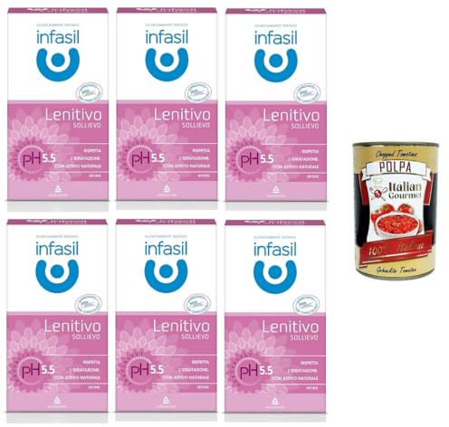 Infasil Detergente Intimo Lenitivo pH Specialist con Attivo Naturale Beruhigender Intimreiniger pH Specialist mit natürlichem Wirkstoff 6x200 ml+ Italian Gourmet Polpa 400 gr