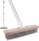 Brosse à récurer en fil d'acier inoxydable avec long manche pour terrasse, béton, nettoyage des sols de patio, balai à récurer à poils métalliques rigides et robustes pour le jardin, l'extérieur, la