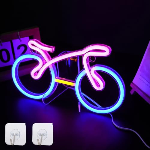 ENUOLI Bike Neon Signs, Bicycle Neon Signs for Wall Decor USB or Battery Powered Bicycle Neon Lights Neon Wall Light Suitable for Office Game Room Man Cave Living room Bedroom Shop Bar Clubs (Bike)