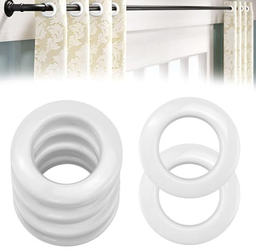 QUCUMER 20 Pezzi Anelli per Tenda con Occhielli in Plastica 40 mm Anello Occhiello a Basso Rumore Anelli Fai da Te per Tende da Finestra Anelli Rotondi per Occhielli in Plastica per Tende da Finestra
