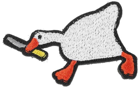 SEWACC Bestickter Aufnäher Gans Mit Messer Cartoon Gänse Stickapplikation Für Selbstgemacht Kleidung Rucksack Hosen Dekoration