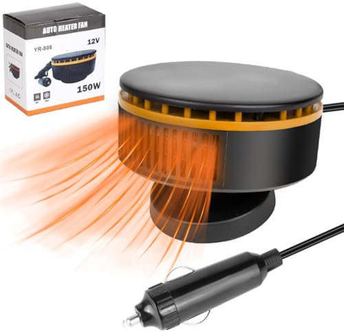 COMBLU Chauffage de voiture portable 12 V 150 W Chauffage rapide Dégivreur de pare-brise Désembueur de pare-brise rotatif à 360 degrés