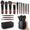 Meet You Travel Mini Pinselset Makeup, 14 Stück Premium Synthetik Make up Pinsel Set, Makeup Pinsel in Reisegröße und Kosmetiktasche, Perfekt für Reisen & unterwegs, Holzgriff, 100% Veganer