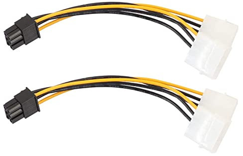 MEIBAOGE Juego de 2 cables adaptadores Molex de 4 pines a PCI-E de 6 pines para tarjeta gráfica