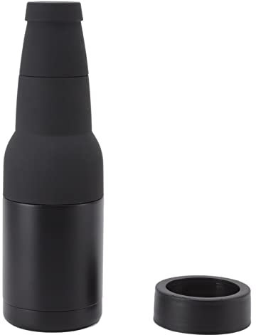 Beer Bottle and Can Cooler Beer Bottle with Beer Opener Vacuum Insulated Nice Gift for Men - Midnight Black