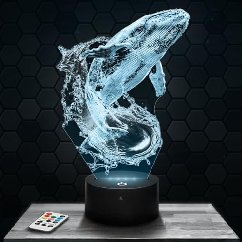 Nachttischlampe Wal Dekoration Wildtier-Kollektion, Geschenkidee für Männer und Frauen, Nachtlicht Erwachsenendekoration pour das Schlafzimmer. Originelles Weihnachts geschenk für Männer und Frauen.