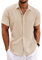 COOFANDY Men's Linen Shirts Short Sleeve Shirts Summer Holiday Shirts for Men Button Down Beach Shirts Light Khaki S