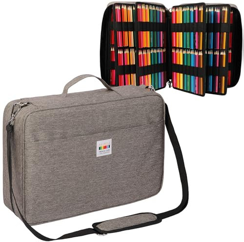 JAKAGO Federmäppchen mit großer Kapazität für 480 Buntstifte,Wasserdicht Stifttasche Schreibwaren Organizer für Malstifte Künstler Pinsel Fineliner Textmarker Geschenk (Grey)
