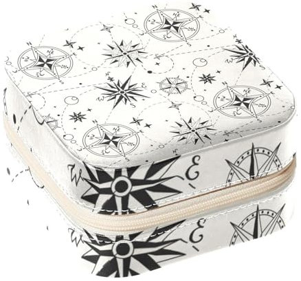 Diusye Kleine Schmuckschatulle für Ringe, Ohrringe, Halsketten, Armbänder, Armreifen, Mini-Reise-Schmuckkästchen, Organizer für Frauen und Mädchen, Geschenke – Kompass, Windrose