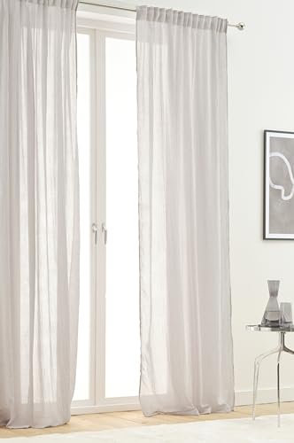 Jotex Multifunktionsgardine Layer 2er Set, Polyester-Baumwoll -Mischung, Oeko-TEX® Standard 100 Zertifiziert, bessere Baumwolle - Hellgrau, 140 x 220 cm