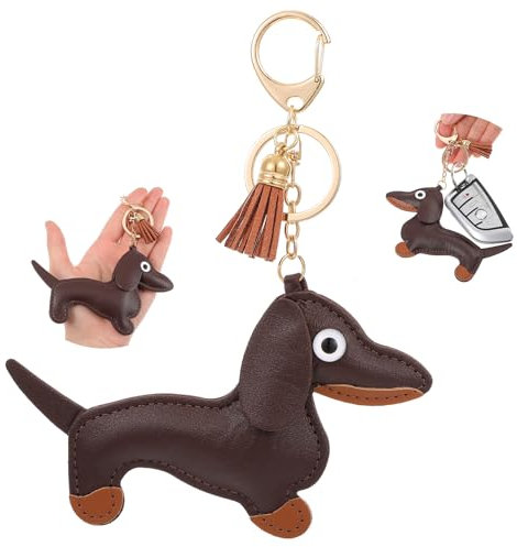 Thinp Dackel Schlüsselanhänger,Süße Welpe Hundetasche Anhänger,Schlüsselanhänger Hund,Dackel Anhänger,Leder Glücksbringer Dackel Keychain,Leder Tierisch Schlüsselanhänger,Dackel Geschenk für Frau Männ