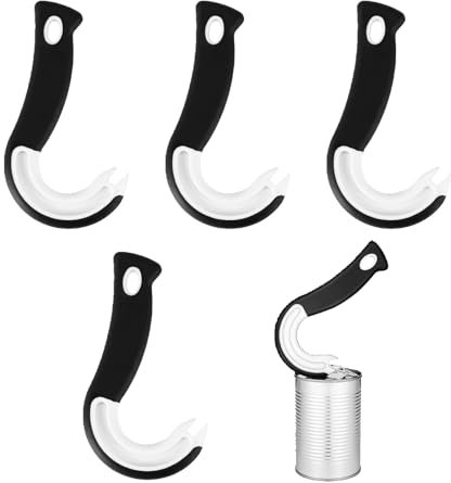 4 Pcs Ring Pull Can Opener Aid, Can Pull Tin Ring Opener, J Shaped Kitchen Aid Opener Pull Helper Hook Can Opener Locking Rings Opener Opens Cans with Ease for Weak Hands Tin Openers That Work