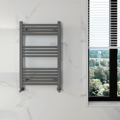 KESANITAR Badheizkörper Seitenanschluss 800x500mm, 358W Handtuchheizkörper & Handtuchtrockner, Einfach Installation Heizkörper Handtuchwärmer, Bequem Handtuchhalter für Towel Aufbewahrung, Grau