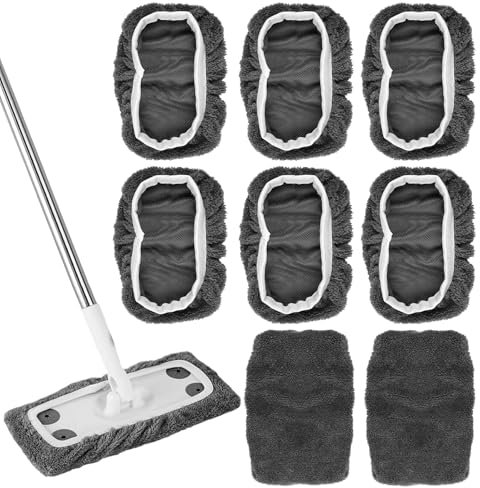 8 Piezas Reutilizables Paños Planos Mopa Húmeda,24.4×11.5cm Fregona Microfibra Recambio,Repuesto Recambios Mopa Lavables,Recambio para Suelo,Recargas Lavables Uso Húmedo Seco,para Suelos Duros,Madera