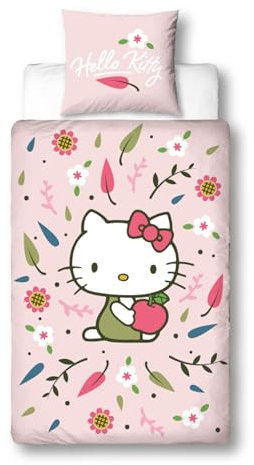 Bettwäsche 135x200, Hello Kitty Blütenzauber Bettwäsche 80x80 + 135x200, Kinder Teenager Bettwäsche Kuromii Stil aus Microfaser, angenehm & weich, Wende-Bettwäsche, Geschenkidee Fanartikel Serie