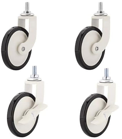 4-Pack Furniture Wheels with Brakes 360° Swivel Polyurethane Casters 45KG Load Capacity for Trolleys Tables Carts Pallets Coffee Tables Planters