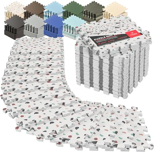bemaxx Bodenschutzmatte Spielmatte Turnmatte Fallschutzmatte Schaumstoffmatte Yogamatte Gymnastikmatte Sportmatte Fitnessmatte Trainingsmatte Poolmatte Bodenmatte - 18 Puzzlematten, Confetti