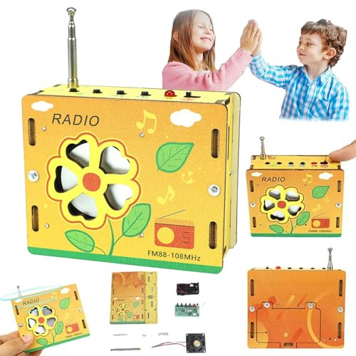 DIY Mini Radio Educational Toy Kit, Science STEM Wooden 3D Puzzle Build FM Radio Electronic Circuits Set, Educational DIY Radio Building Set, Science Kits Gifts for Boys Girls Birthday