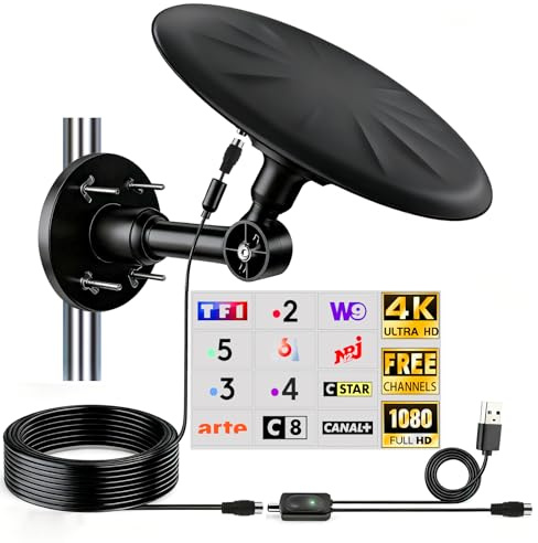 CSUXYD Antenne TV Exterieure Puissante DVB-T/DVB-T2, Antennes TNT Exterieur | Réception Omnidirectionnelle 720° Antenne TNT Exterieur Puissante, pour Camping Car, Caravane, Fourgon, Van, Camion, Bateau