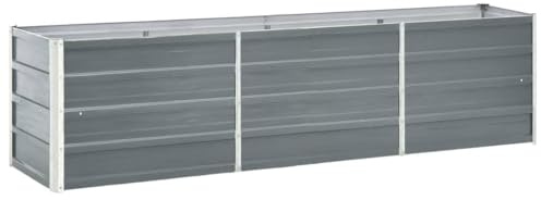 Refined Garten-Hochbeet Verzinkter Stahl 240×40×45 cm Pflanzbeet Frühbeet Pflanzkübel Pflanzkasten Blumenkübel Gemüsebeet Blumenkasten Grau
