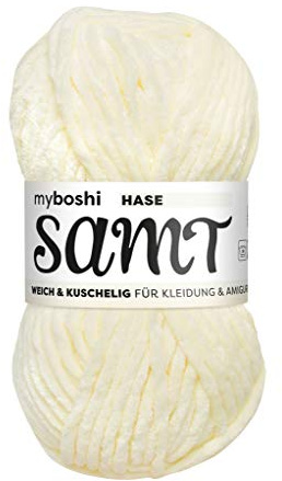 myboshi Samt Wolle zum Häkeln und Stricken, weiche Chenille Wolle im XXL-Knäuel, perfekt für Amigurumi und Kissen, 100% flauschige Polyester, 100g, Ll 100m Beige (Hase), 1 Knäuel