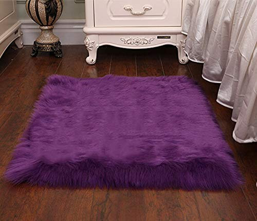 CNFQ Teppich, Nachbildung, Dach, Teppich, weich, künstliches Schaffell, violett, 60x150cm