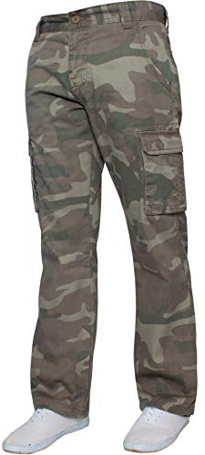 Mens Combat Cargo Trousers Camouflage Camo Summer Pants All Waists by Enzo Jeans
