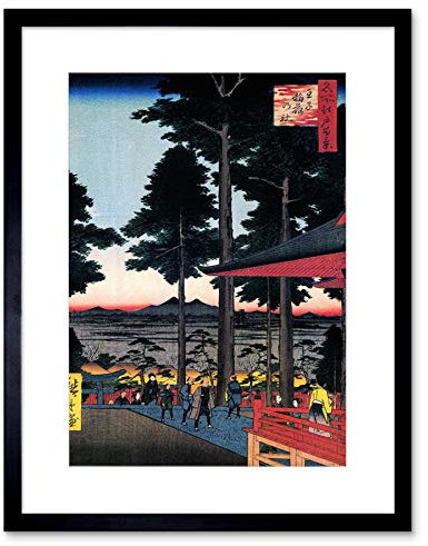Wee Blue Coo Utagawa Hiroshige Inari Shrine Oji Artwork Framed Wall Art Print 9X7 Inch