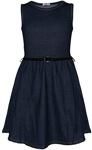 A2Z 4 Kids Girls Skater Dress Party Fashion Dresses with Free Belt Summer Dress Round Neck Flared Dresses Party Dress 2-13 Years
