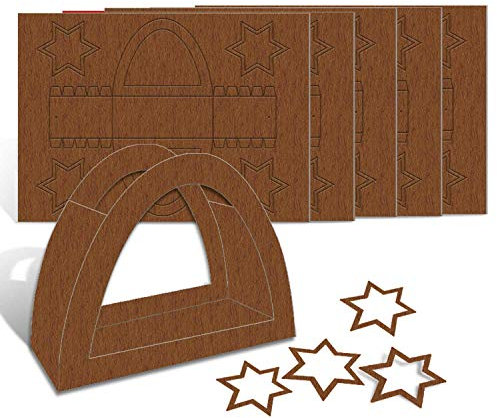 Ursus 2350072 - Laternenpackung Rundbogen, mittelbraun, 25 Laternenrohlinge, aus Fotokarton 300 g/qm, ca. 47 x 54 cm, inklusive 100 Sterne Durchmesser ca. 15,2 cm, ideal für den nächsten Laternenlauf