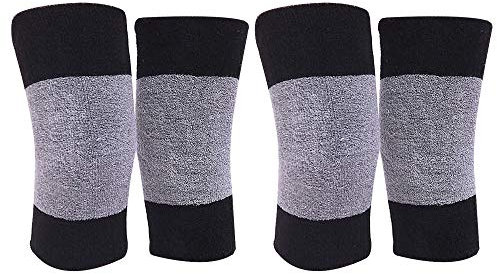 Milya Milya 2 Paar rutschfeste Kniewärmer Winter warme Knieschoner elastische Knieschoner Beinwärmer Knielinge für Fußball Tanz Yoga Sport Schwarz Grau