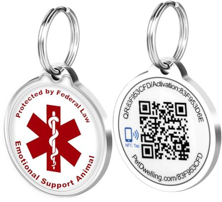 Pet Dwelling Smart QR-Code Emotionale Unterstützung Tier (ESA) ID-Tag – sofortiger Online-Zugriff auf Haustierprofile und gescannte Standortwarnungen (weißer NFC)