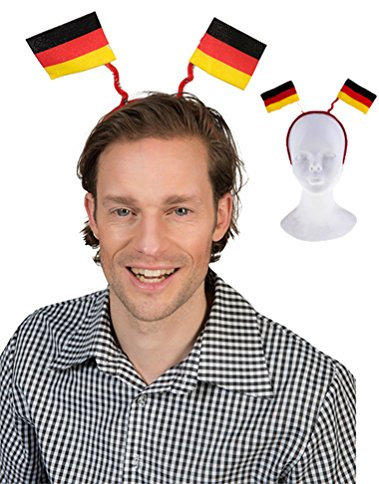 Karneval-Klamotten Haarreif Deutschland Fan-Haarreif mit 2 Flaggen Deutschland-Farben Damen Herren schwarz rot Gold Herren EM WM Herren Fußball