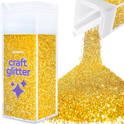Hemway Premium Craft Glitter Shaker - Gold | 130g Fine Metallic Flake Sequins for Resin & Epoxy Crafts | Craft Supplies for Festival, Tumblers, Body, Face, Eye & Nail Art